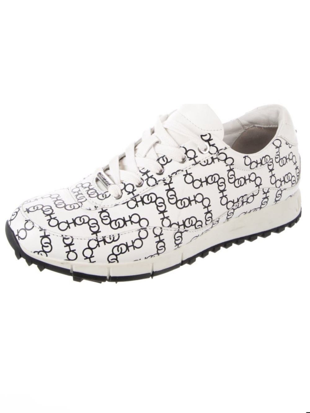 Jimmy Choo White Leather Logo-Print sneakers